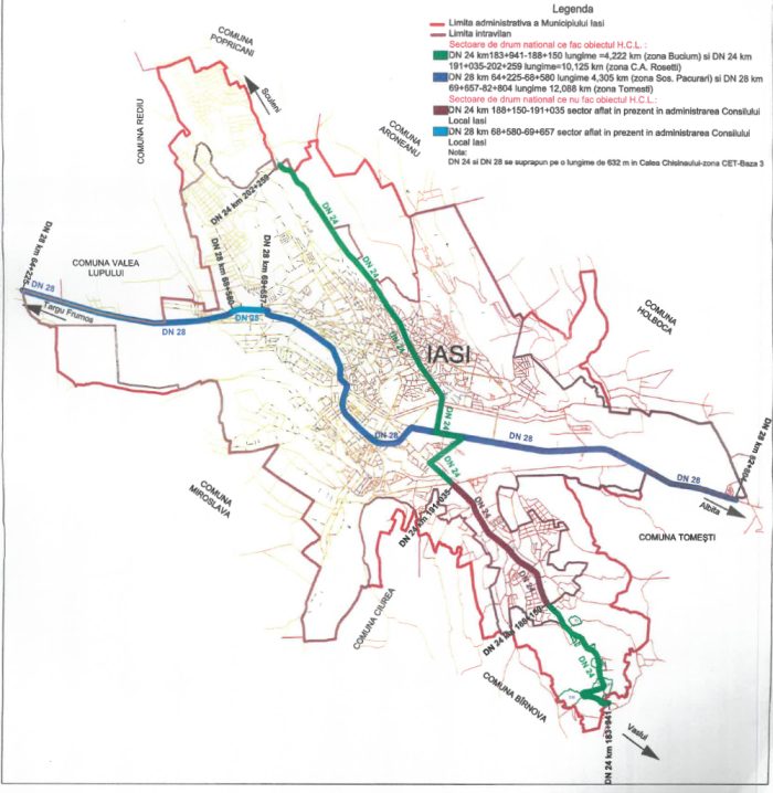 drumuri nationale din interiorul municipiului iasi