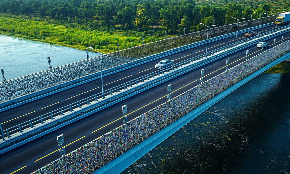 randare podu rutier de la Ungheni - Golăești, parte din Autostrada Unirii (A8), intitulat Podul de Flori