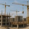 imagine creata cu AI - cladiri in constructie