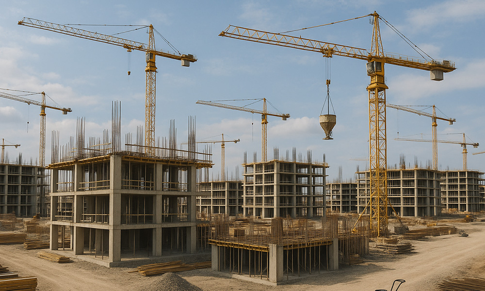 imagine creata cu AI - cladiri in constructie