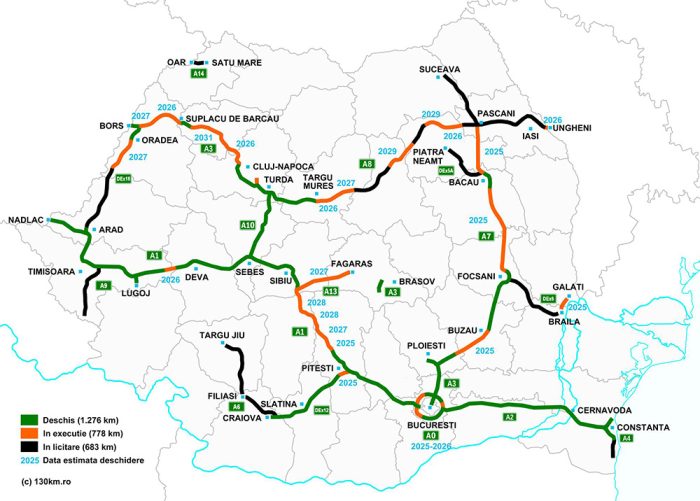 harta autostrazi romania