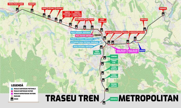 traseu tren metropolitan Iasi