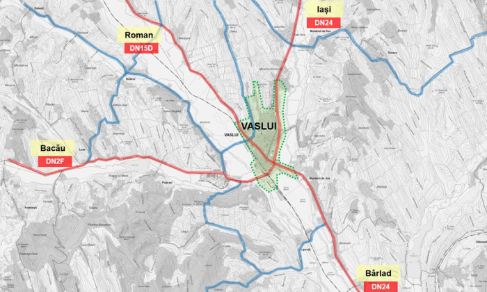 Rețeaua majoră de drumuri din municipiul Vaslui